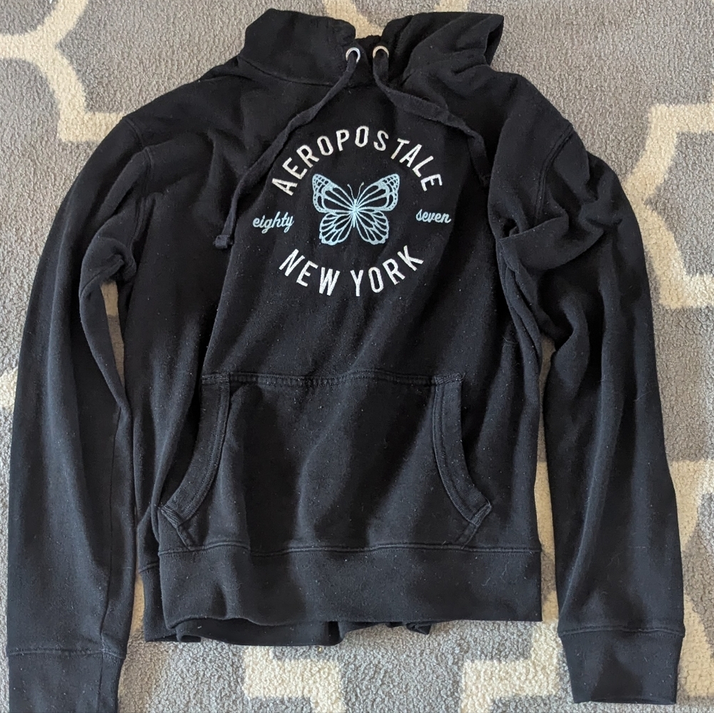 Black Aeropostale Hoodie with Butterfly Design